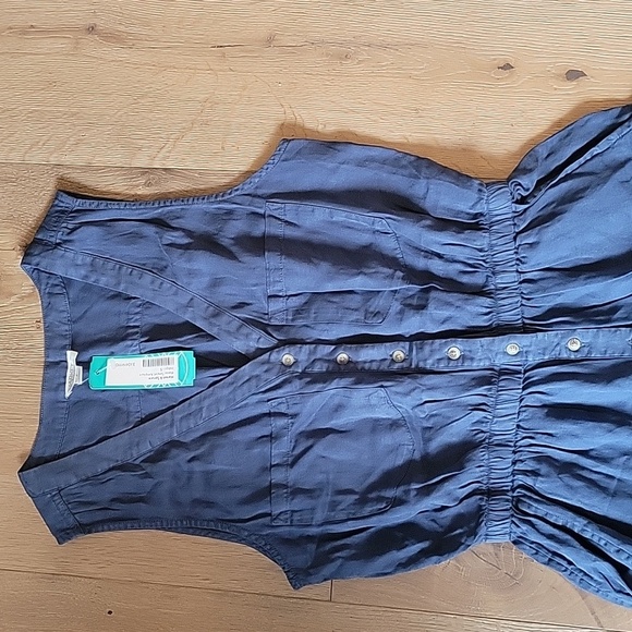 NWT Market & Spruce Blue Sleevless Button Up Jumpsuit Size Small New - Picture 3 of 5